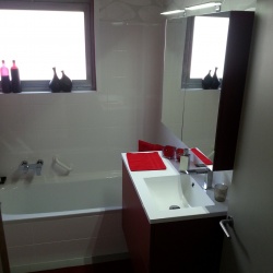 Badkamermeubel in beperkte ruimte volgens wensen van de klant . 